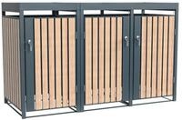 Westmann Metall M&uuml;lltonnenbox Planta 3x240 L Anthrazit Holzoptik
