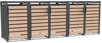 Westmann Metall M&uuml;lltonnenbox Lacina 5x240 L Anthrazit Holzoptik M&uuml;lltonnen