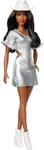 Barbie Fashionistas-Puppe Nr. 239 mit schwarzem Haar und glitzerndem Fransenkleid in