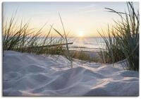 ARTLAND Wanddeko Leinwand Bilder Wandbild 130x90 cm Strand K&uuml;ste Ostsee D&uuml;nen Meer