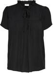 JdY Damen Top Oberteil Rundhals V-Ausschnitt Bluse lockeres Shirt Schleifendetails,