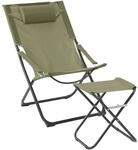 SVITA Liegestuhl mit Hocker klappbar Strandstuhl Campingstuhl Kopfkissen Gr&uuml;n