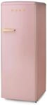 DOMO DO91708R Stand Retro K&uuml;hlschrank mit Gefrierfach, 54 cm breit, 218 L, rosa