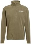 adidas Men's Terrex Multi Essentials Half Zip Fleece Jacket, Olive strata, XS
