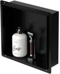 LuxeBath Wandnische aus Edelstahl, 30x30x10 cm, Schwarz, Duschnische, Randlos,