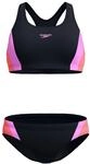 Speedo Colorblock Bikini Damen schwarz chlorbest&auml;ndig, Farbe:Schwarz-Violett,