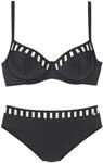 Lascana Damen B&uuml;gel-Bikini schwarz-wei&szlig;-goldfarben 36 B