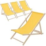 ECD Germany 4er Set Liegestuhl klappbar, Gelb, aus Holz, Sonnenliege mit 3-Fach