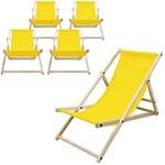 ECD Germany 5er Set Liegestuhl klappbar, Gelb, aus Holz, Sonnenliege mit 3-Fach
