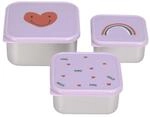 L&Auml;SSIG Snackbox Kinder 3er Set Edelstahl Brotdose/Snackbox Stainless Steel Happy
