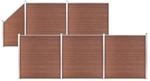vidaXL WPC Zaun-Set 5 Quadrate + 1 Schr&auml;ge 965x186 cm Braun
