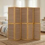Homestyle4u Paravent Bambus Innen Raumteiler Holz 5 teilig Braun Sichtschutz