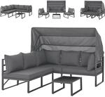 SVITA Maui Gartenm&ouml;bel-Lounge-Set mit Dach Outdoor-Sofa Strandkorb-Sonneninsel Stahl