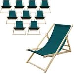 ECD Germany 10er Set Liegestuhl klappbar, Petrol, aus Holz, Sonnenliege mit 3-Fach
