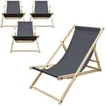 ECD Germany 4er Set Liegestuhl klappbar, Anthrazit, aus Holz, Sonnenliege mit...