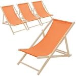 ECD Germany 4er Set Liegestuhl klappbar, Orange, aus Holz, Sonnenliege mit...