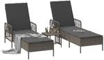 vidaXL Sonnenliege 3 pcs Grau und Dunkelgrau 55 x 200 x 92 cm, Moderner...