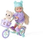 Simba Evi Love Teddy Bike, Spielpuppe mit Einer Flauschigen Jacke, mit B&auml;renhelm,
