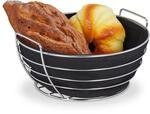 Relaxdays Brotkorb Metall, mit entnehmbarem Stoffeinsatz, rund, Fr&uuml;hst&uuml;ckskorb f&uuml;r