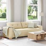 vidaXL 3-Sitzer-Sofa Creme 220 cm Stoff | Gro&szlig;z&uuml;gig f&uuml;r bis zu drei Personen,