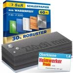 S&R Wasserfestes Schleifpapier Set 60 Stk, Schleifbl&auml;tter Satz, Schmirgelpapier,