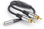 Sonero&reg; Premium Audio Adapter, 0,20m, 2X Cinch Stecker auf 3,5mm Klinke Buchse,