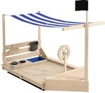 Outsunny Sandkasten Sandkiste gro&szlig; mit Abdeckung im Schiff Design Matschekiste aus