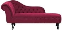 Beliani Klassische R&eacute;"ca"mi"e"re Chesterfield Samtstoff linksseitig Burgunderrot