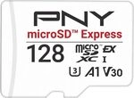 PNY microSD&trade; Express 128GB UHS-I U3 V30 A1 microSDXC Flash-Speicherkarte, bis zu