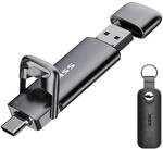 SSK USB C Externe SSD Stick 128GB, bis zu 550 MB/s Extreme schneller Festplatte,