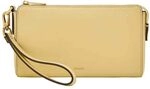 Fossil Portemonnaie aus Leder oder Polyester f&uuml;r Damen Cremewei&szlig; 19.05 cm L x 3.81