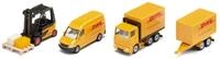 Siku 6324, DHL Logistik Set, 4-teilig, Metall/Kunststoff, Gelb, Viele Funktionen,