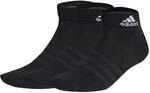adidas Unisex Thin and Light Ankle Socks 3 Pairs, Black / White, 6.5-8