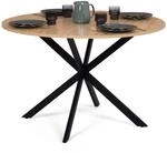 IDMarket - Runder Esstisch ALIX 6 Personen Spinnenfu&szlig; Holz und Schwarz 110 cm