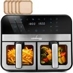 LEHMANN Hei&szlig;luftfritteuse 2 Kammern XXL mit Sichtfenster, 9L Airfryer Doppelkammer,