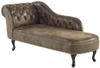 Beliani Klassische R&eacute;"ca"mi"e"re im Chesterfield Style Wildleder linksseitig braun