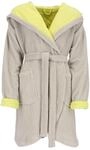 Vossen Badem&auml;ntel Damen Kurzmantel mit Kapuze Runa Stone/Electric Yellow - 0006