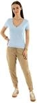 Tommy Jeans Damen T-Shirt Kurzarm Slim Essential Rib V-Ausschnitt, Blau (Sweet Blue),
