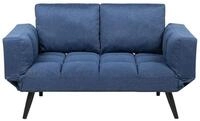 Beliani 2-Sitzer Schlafsofa Stoff Marineblau gepolstert gesteppt mit verstellbaren