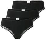 Schiesser Damen Tanga String im 3er Pack - Gr&ouml;&szlig;e 36 Schwarz - Atmungsaktive