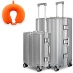 WINLIFE SPARSET M+XL Reisekoffer Alu-Rahmen mit ABS + Orange Nackenkissen & TSA