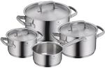 WMF Gourmet Plus Topfset Induktion 4-teilig, Kochtopf Set mit Metalldeckel, Cromargan