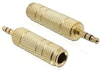 DELOCK Adapter Audio Klinke 3,5mm Stecker > 6,35mm Buchse 3 Pin Metall-Gold 3...