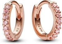 Pandora Timeless Funkelnde Rosafarbene Huggie Ohrringe aus Sterling Silber mit