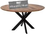 MR. DEKO Esstisch Avola | Holztisch Rund | Runde Tischplatte Mangoholz 110 cm 