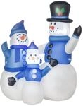 HOMCOM Aufblasbarer Schneemann Familie 120cm Beleuchtet Weihnachtsdeko | Mit LED