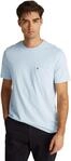 Tommy Hilfiger Herren T-Shirt Kurzarm Essential mit Brusttasche, Blau (Breezy Blue),