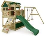 FATMOOSE Spielturm Kletterger&uuml;st TikaTaka Town XXL mit Schaukel & gr&uuml;ner Rutsche,