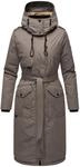 Navahoo Damen Wintermantel warmer Parka lang mit hohem Kragen und weicher Kapuze
