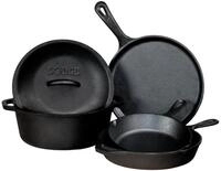 Lodge Pfannen-Set aus bereits eingebranntem Gusseisen, 5-teilig, Schwarz